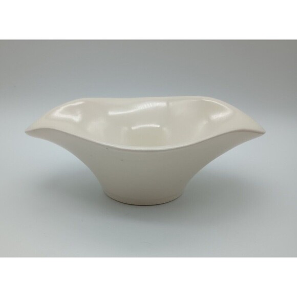 Vintage Pottery USA C-1 Planter Pot Bowl Cream Scalloped Oval Candy Keys - Picture 5 of 6